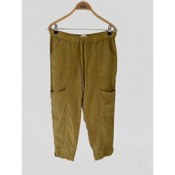 Womens Olive Green Drawstring Cargo Pants With Pockets By &C California Size M - Picture 1 of 10